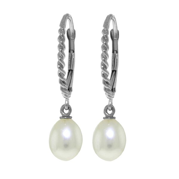 Genuine 8 ctw Pearl Earrings 14KT White Gold - REF-22Z5N