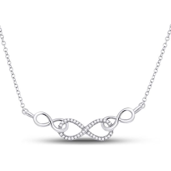 Round Diamond Infinity Pendant Necklace 1/5 Cttw 10KT White Gold