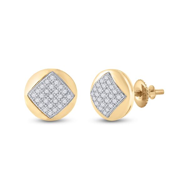 Round Diamond Cluster Earrings 1/6 Cttw 10KT Yellow Gold