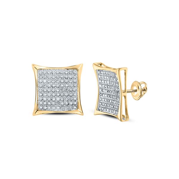 Round Diamond Square Earrings 1/2 Cttw 10KT Yellow Gold