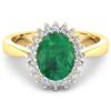 Image 3 : Natural 2.39 CTW Zambian Emerald & Diamond Ring 14K Yellow Gold - REF-51F2N