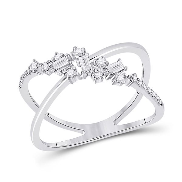 Round Diamond Scattered Open Fashion Ring 1/5 Cttw 14KT White Gold