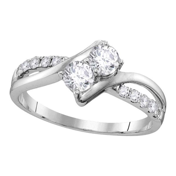 Diamond 2-stone Bridal Wedding Engagement Ring 5/8 Cttw 10KT White Gold