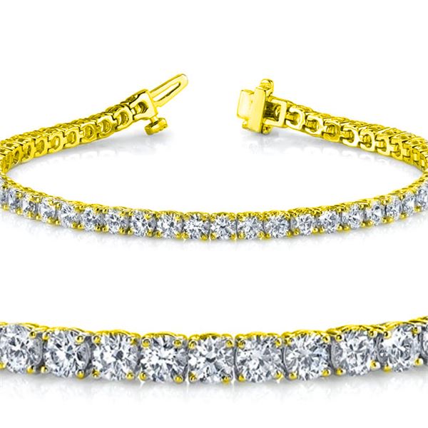 Natural 5ct VS2-SI1 Diamond Tennis Bracelet 14K Yellow Gold - REF-400M3F