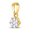 Image 2 : Round Diamond Flower Cluster Pendant 1/10 Cttw 14KT Yellow Gold