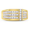 Image 2 : Round Diamond Triple Row Intersecting Fashion Ring 1/2 Cttw 14KT Yellow Gold