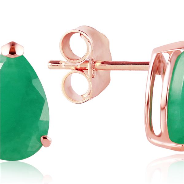 Genuine 2 ctw Emerald Earrings 14KT Rose Gold - REF-34A3K