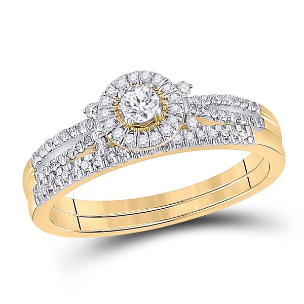 Diamond Bridal Wedding Ring Band Set 1/3 Cttw 10KT Yellow Gold