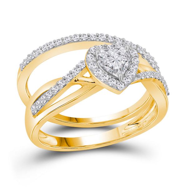 Bridal Wedding Ring Band Set 7/8 Cttw 14KT Yellow Gold