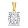 Image 1 : Round Diamond Rectangular Cluster Pendant 1/2 Cttw 14KT Yellow Gold