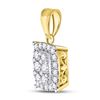 Image 2 : Round Diamond Rectangular Cluster Pendant 1/2 Cttw 14KT Yellow Gold
