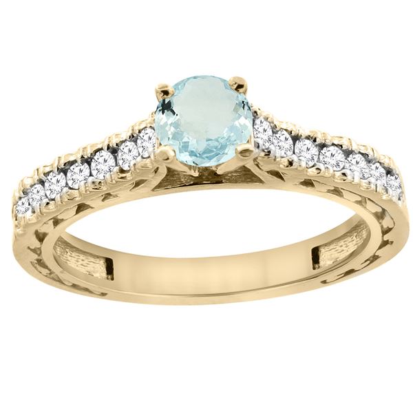 0.72 CTW Aquamarine & Diamond Ring 14K Yellow Gold - REF-63N5Y