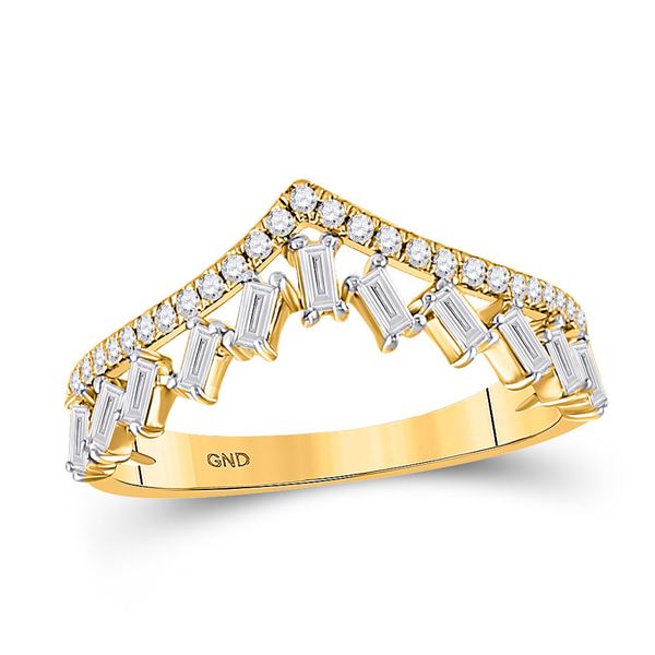 Baguette Diamond Chevron Band Ring 3/8 Cttw 14KT Yellow Gold