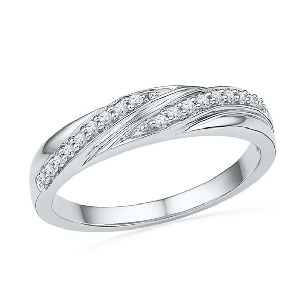 Round Diamond Simple Band Ring 1/10 Cttw 10KT White Gold