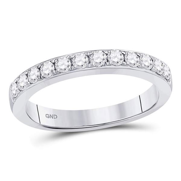Round Diamond Single Row Fashion Band Ring 1/2 Cttw 10KT White Gold