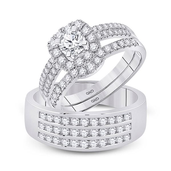 Diamond Solitaire Matching Wedding Set 1-3/4 Cttw 14KT White Gold