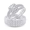 Image 1 : Diamond Solitaire Matching Wedding Set 1-3/4 Cttw 14KT White Gold