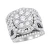 Diamond Halo Bridal Wedding Ring Band Set 4 Cttw 14KT White Gold