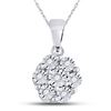 Image 1 : Round Diamond Cluster Pendant 1/20 Cttw 10KT White Gold