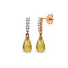 Genuine 4.65 ctw Citrine & Diamond Earrings 14KT Rose Gold - REF-36P2H