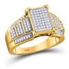 Image 1 : Round Diamond Rectangle Cluster Ring 1/3 Cttw 10KT Yellow Gold