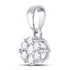 Image 2 : Round Diamond Flower Cluster Pendant 1/2 Cttw 14KT White Gold
