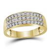 Image 1 : Round Diamond Wedding 3-Row Band Ring 1/2 Cttw 10KT Yellow Gold