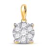 Image 1 : Round Diamond Flower Cluster Pendant 1/2 Cttw 14KT Yellow Gold