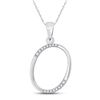 Image 1 : Round Diamond O Initial Letter Pendant 1/12 Cttw 10KT White Gold