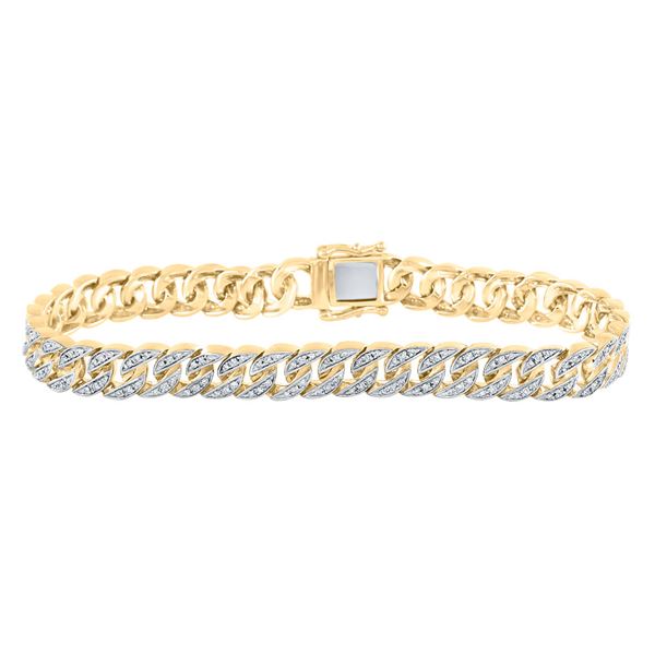 Round Diamond Cuban Link Bracelet 1-7/8 Cttw 10KT Yellow Gold