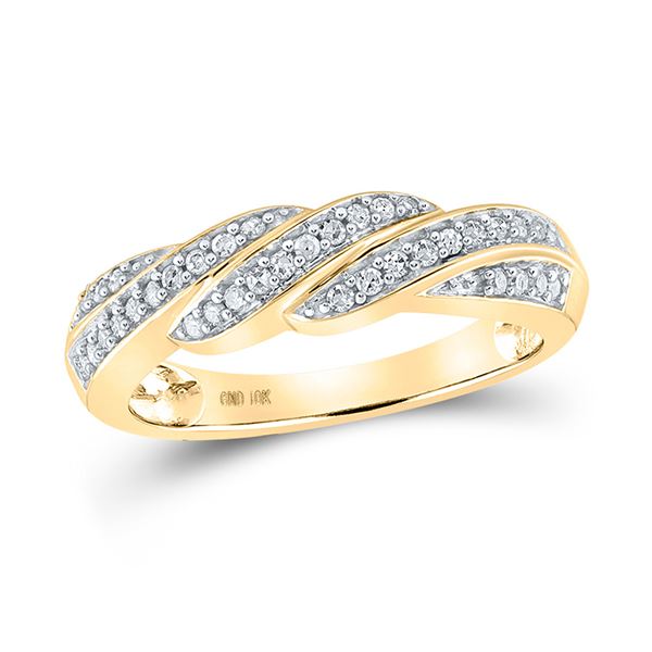 Round Diamond Diagonal Row Band Ring 1/4 Cttw 10KT Yellow Gold