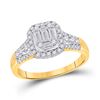 Image 1 : Baguette Diamond Square Cluster Ring 3/4 Cttw 14KT Yellow Gold