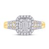Image 2 : Baguette Diamond Square Cluster Ring 3/4 Cttw 14KT Yellow Gold