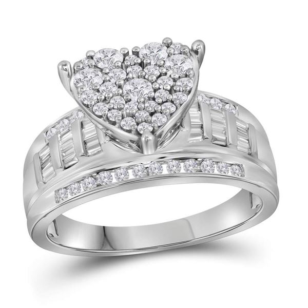Diamond Heart Bridal Wedding Engagement Ring 1 Cttw 10KT White Gold