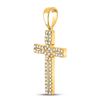 Image 2 : Round Diamond Roman Cross Pendant 1/3 Cttw 10KT Yellow Gold