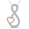 Image 1 : Round Diamond Heart Infinity Pendant 1/5 Cttw 10KT Two-tone Gold