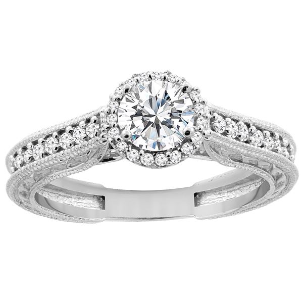 0.64 CTW Diamond Ring 14K White Gold - REF-111N5Y