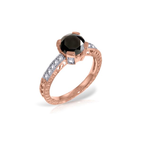 Genuine 1.30 ctw Black & White Diamond Ring 14KT Rose Gold - REF-149F2Z