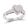 Image 1 : Round Diamond Heart Ring 1/3 Cttw 10KT Two-tone Gold