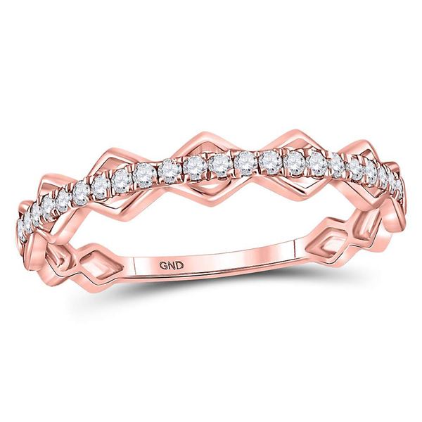 Round Diamond Link Stackable Band Ring 1/5 Cttw 10KT Rose Gold
