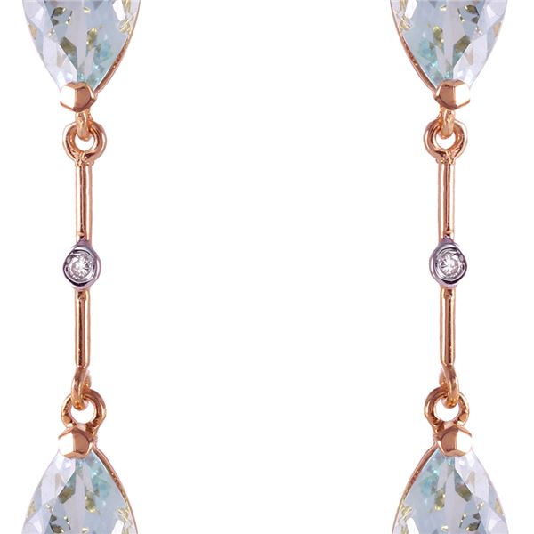 Genuine 6.01 ctw Aquamarine & Diamond Earrings 14KT Rose Gold - REF-50W2Y