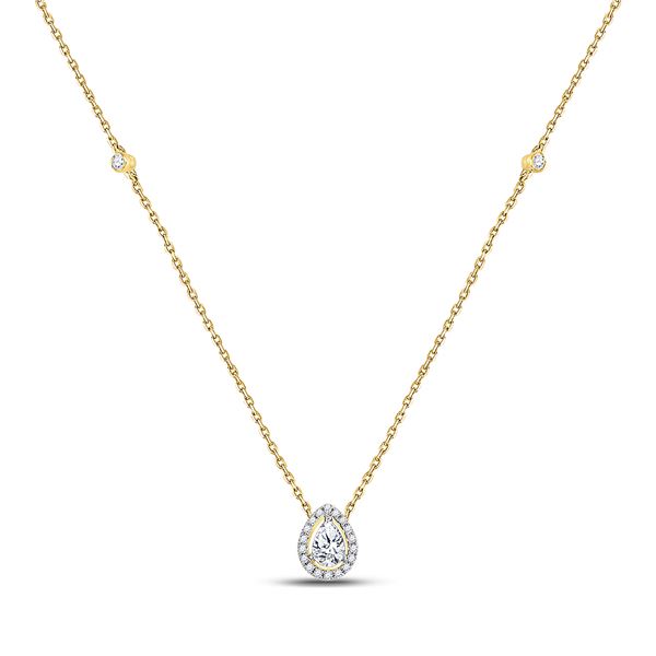 Pear Diamond Fashion Teardrop Necklace 1/2 Cttw 14KT White Gold