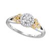 Image 1 : Round Diamond Cluster Ring 1/4 Cttw 10KT Two-tone Gold