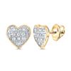 Image 1 : Round Diamond Heart Earrings 1/20 Cttw 10KT Yellow Gold