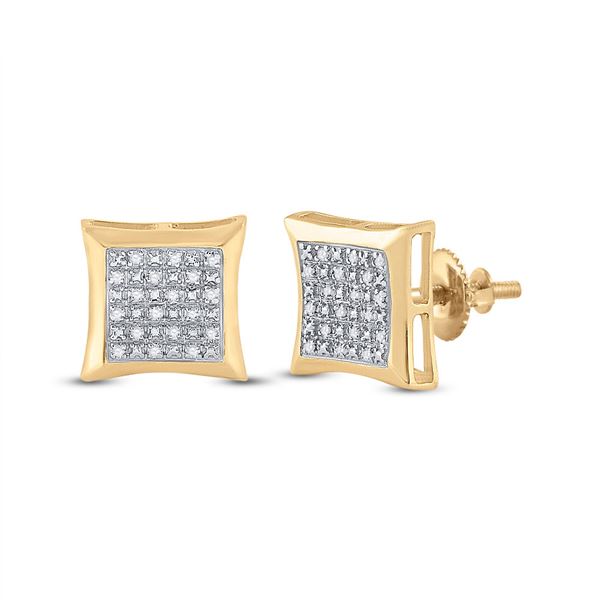 Round Diamond Kite Square Earrings 1/12 Cttw 10KT Yellow Gold