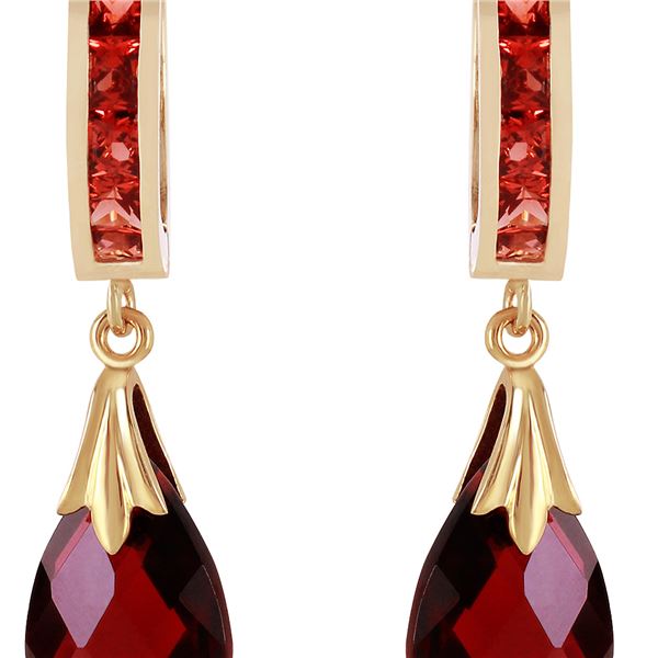 Genuine 6.85 ctw Garnet Earrings 14KT Yellow Gold - REF-49T6A