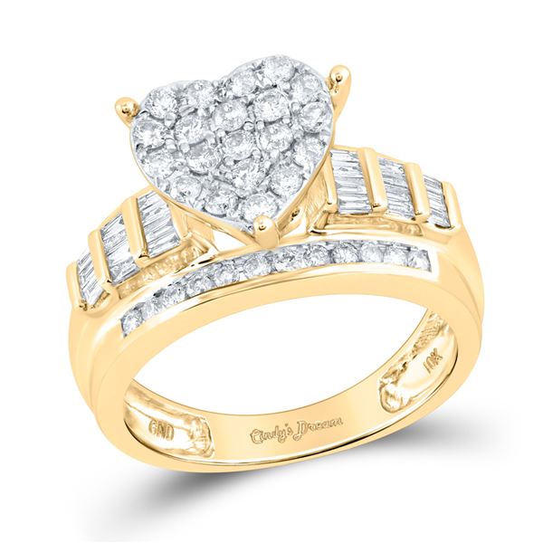 Diamond Heart Cluster Bridal Wedding Engagement Ring 1 Cttw 10KT Yellow Gold