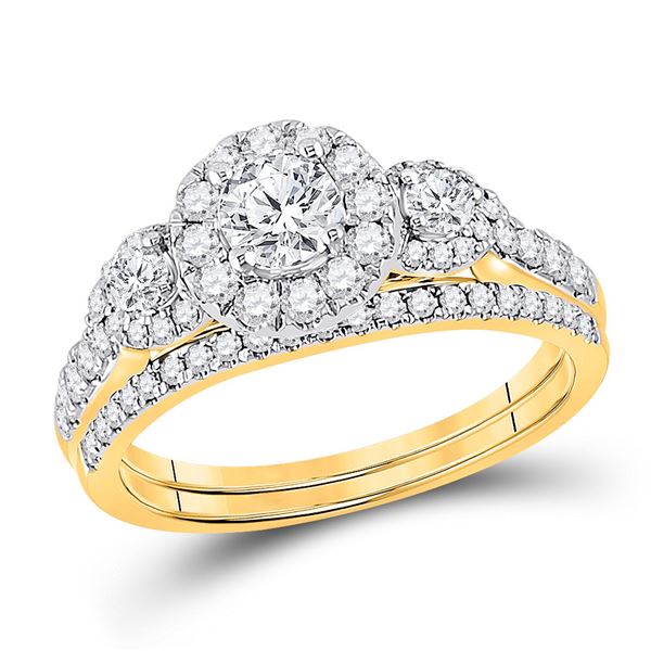 Diamond Bridal Wedding Ring Band Set 1 Cttw 14KT Yellow Gold