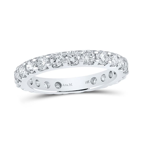 Machine-Set Round Diamond Wedding Band 2 Cttw 14KT White Gold
