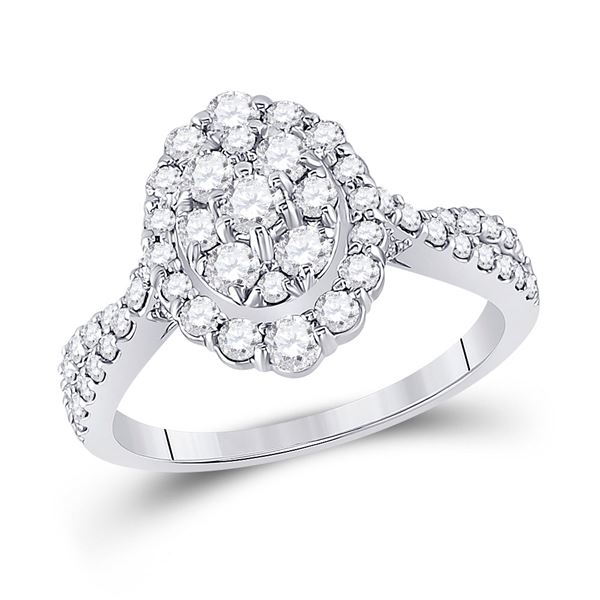 Diamond Oval Bridal Wedding Engagement Ring 1 Cttw 10KT White Gold